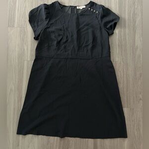 NWT LOFT Plus Size 20 Black Flutter Sleeve Shift Dress Gold Stud Detail